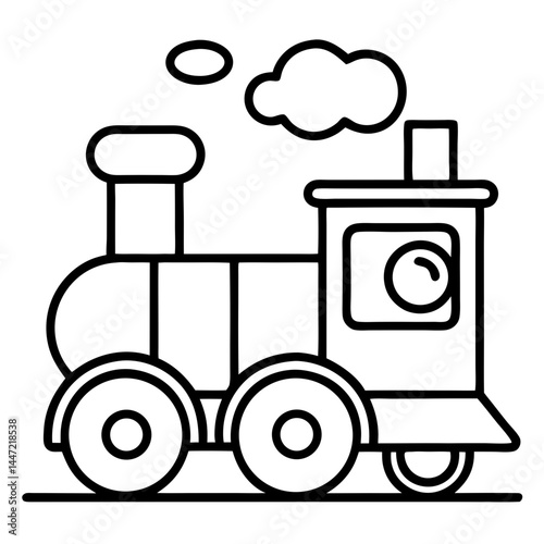 Steam Train Toy Outline Coloring Book Page