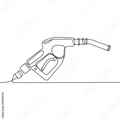 
Continuous line drawing of fuel pump nozzle for gas station illustration