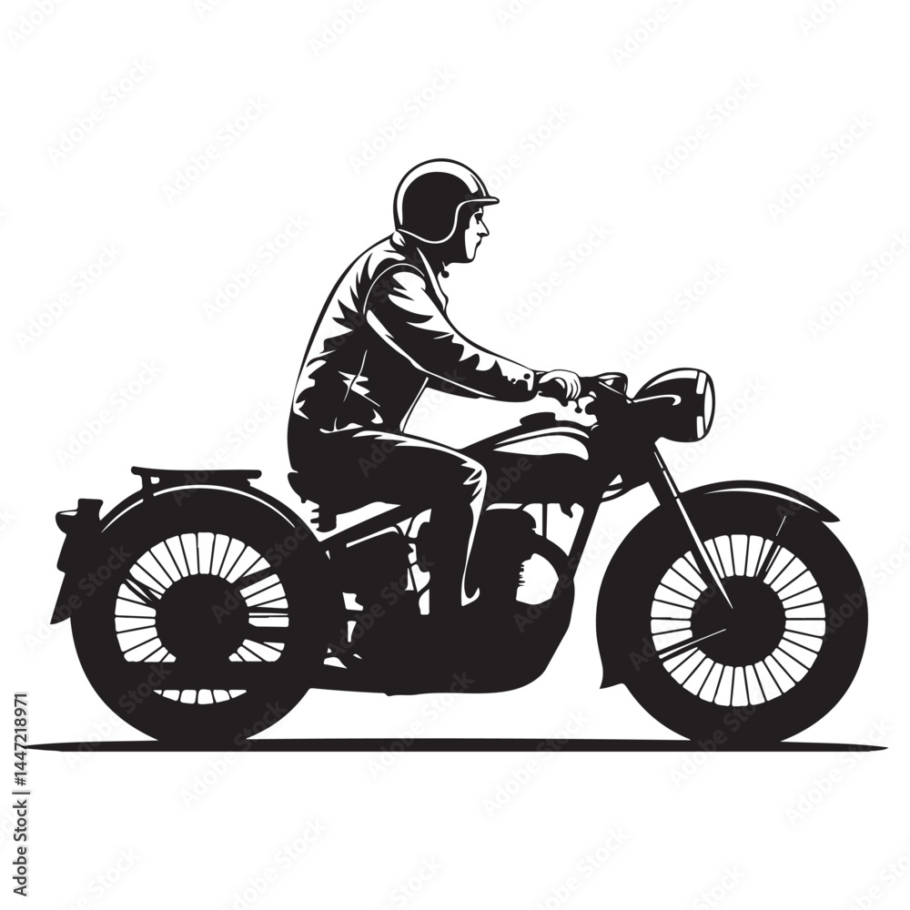 Naklejka premium Motorcycle Rider Silhouette in Action