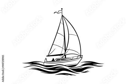 sailing boat on the water vector illustration