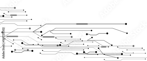Abstract grey circuit line technology pattern on white background, futuristic vector illustration of digital circuitry design for tech backgrounds	