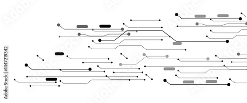 Abstract grey circuit line technology pattern on white background, futuristic vector illustration of digital circuitry design for tech backgrounds	