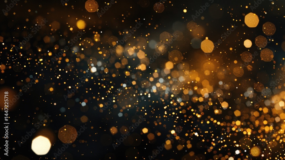 Elegant picture of gold light sparkling particles scattered across a deep black background, create an abstract bokeh effect perfect for designs that aim to evoke a sense of luxury and elegance. AIG53. Elegant picture of gold light sparkling particles scattered across a deep black background, create an abstract bokeh effect perfect for designs that aim to evoke a sense of luxury and elegance. AIG53.