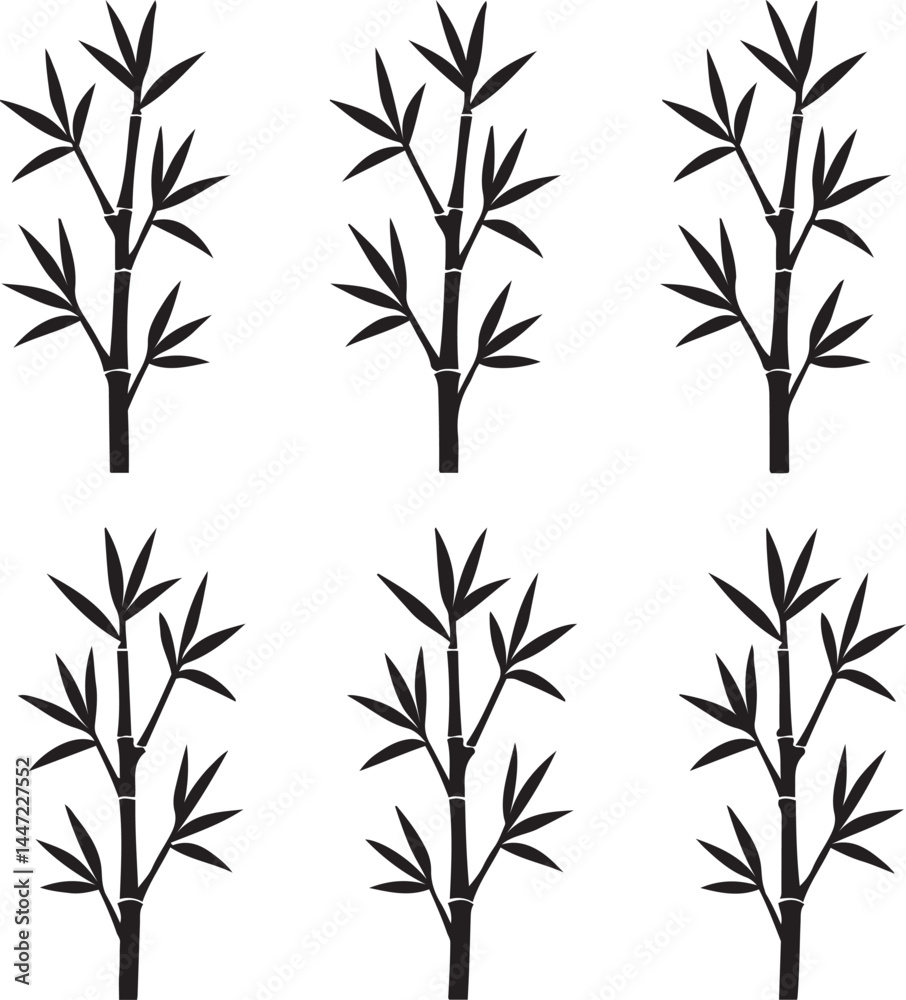 Naklejka premium Bamboo silhouette vector sticker pack 