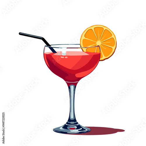 Bold summer cocktail illustration with vibrant colors, eye-catching design
