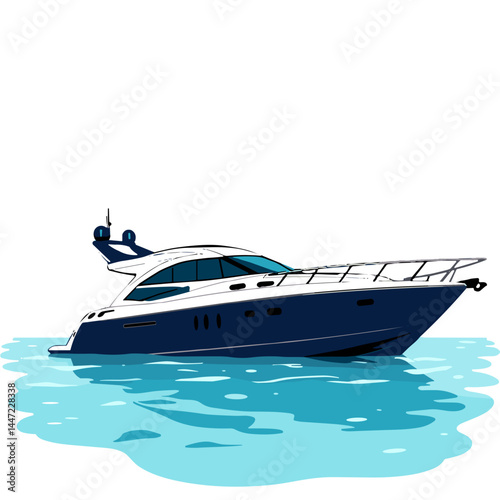 Stylish yacht cruising in crystal waters, bold self-expression