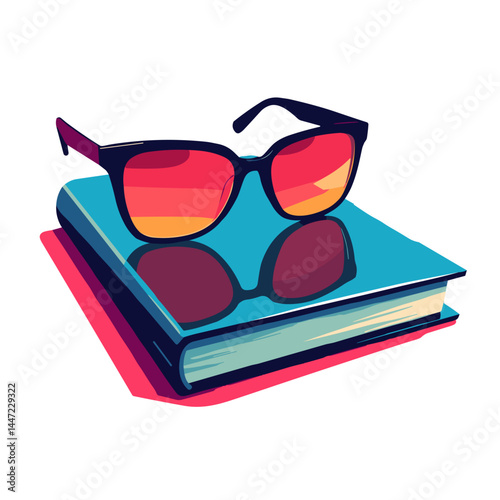 Vibrant sunglasses on a book, symbolizing self-expression