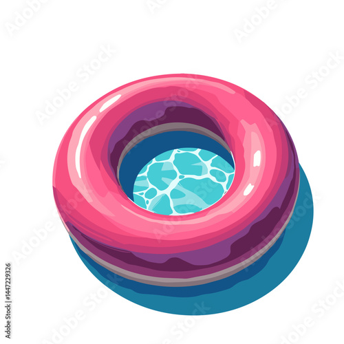 Bold pool float in surreal design, vibrant summer aesthetics