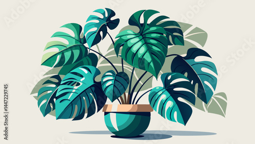 A beautifully rendered Monstera plant in a clean white setting.
The sculptural leaves unfold with grace and organic charm.
Simple pot design complements the dramatic foliage.
Great for stylish vector 