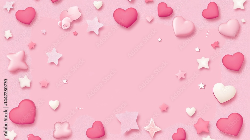 Abstract image of pink hearts with water droplets, against a blurred background. Abstract image of pink hearts with water droplets, against a blurred background.