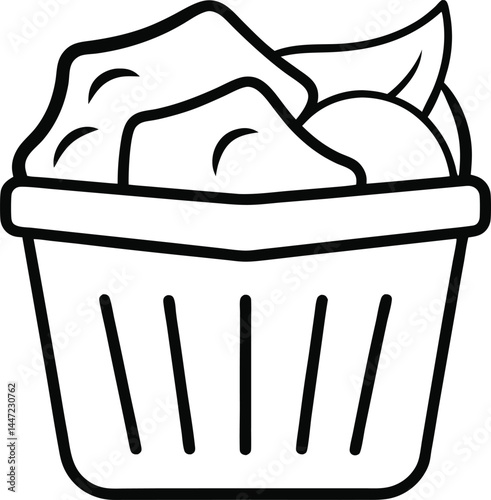 Laundry basket in continuous line art representing home maintenance care and everyday domestic life through modern minimal design and smooth lines