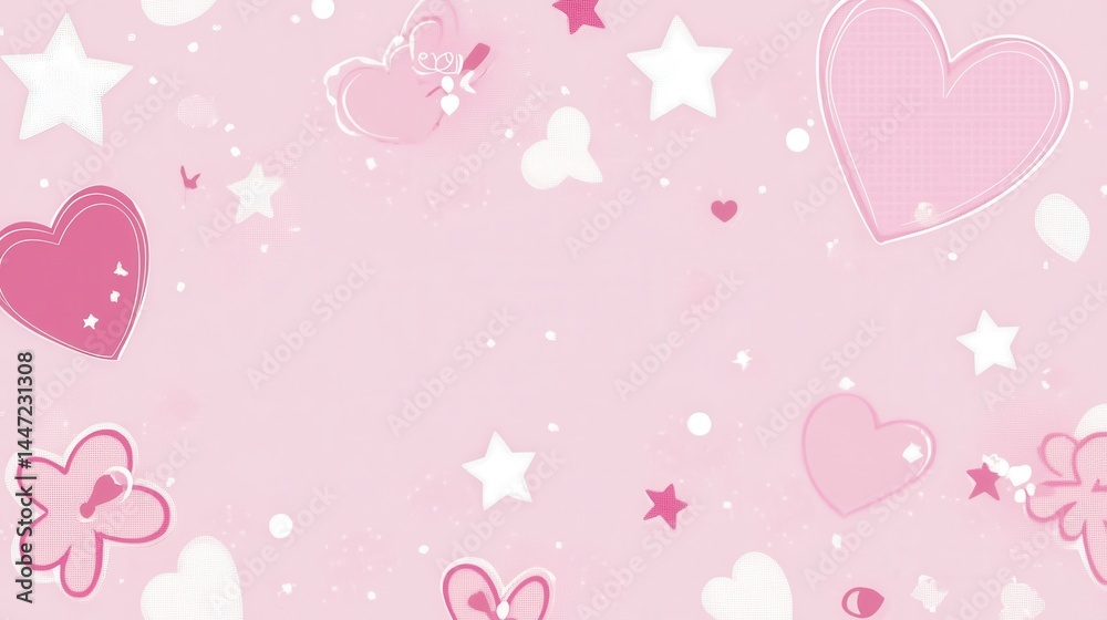 Abstract image of pink hearts with water droplets, against a blurred background. Abstract image of pink hearts with water droplets, against a blurred background.