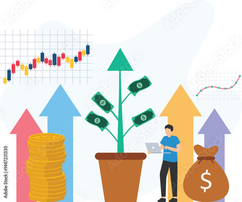 Business growth or company expansion, market development or business scaling, revenue increase or sales growth, business success or profitability improvement, customer acquisition or market penetratio
