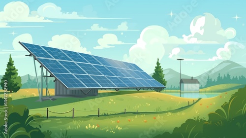 Solar cell installed ecology energy saving vector image