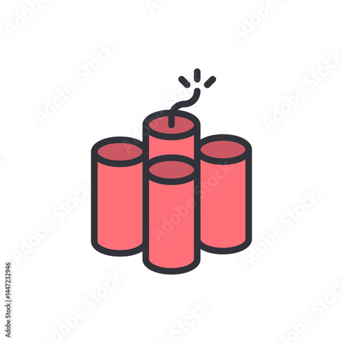 Fireworks colored icons, minimalist vector illustration ,simple transparent graphic element .Isolated on white background