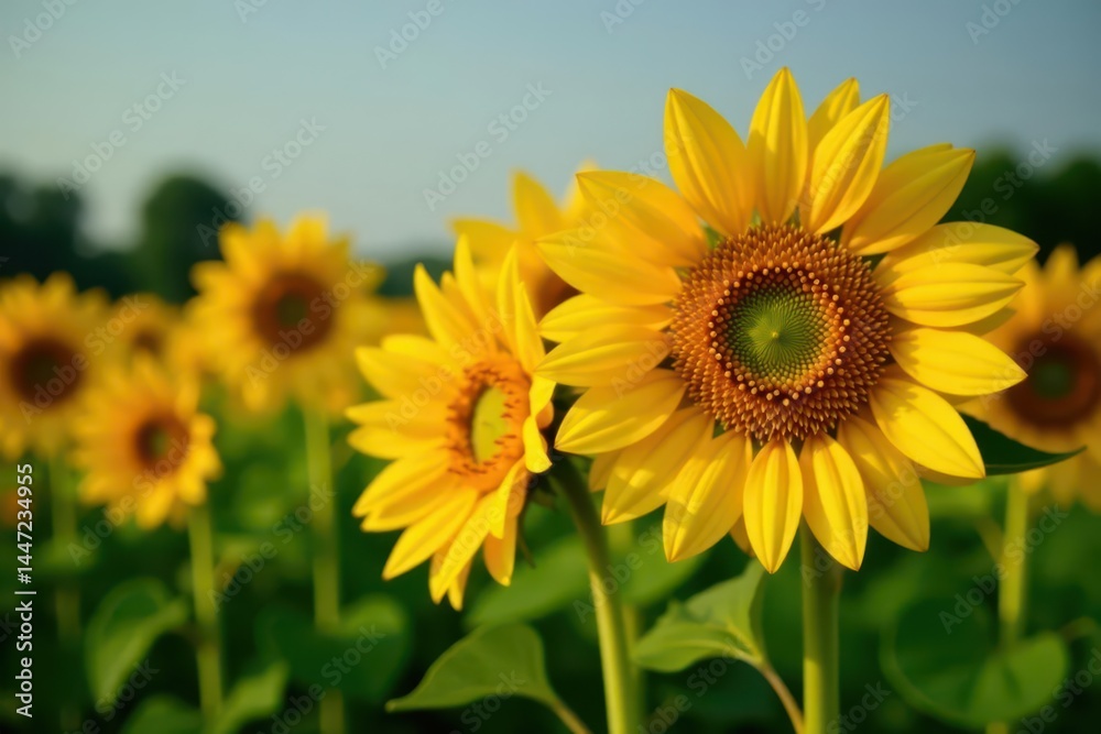 Sunflowers blooming close-up, vibrant yellow petals, farm setting, sunflowers, bright, bloom Sunflowers blooming close-up, vibrant yellow petals, farm setting, sunflowers, bright, bloom