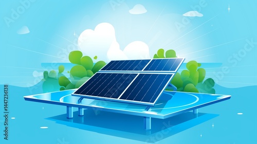 Solar cell installed ecology energy saving vector image
