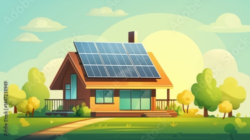 Solar cell installed ecology energy saving vector image