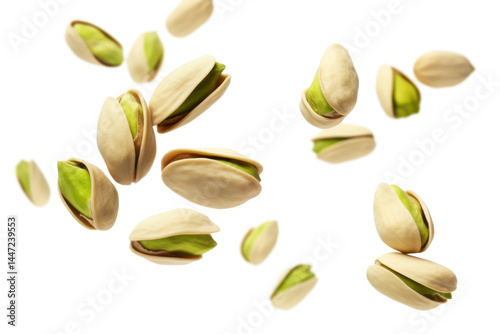 falling pistachio nuts isolated on white or transparent png