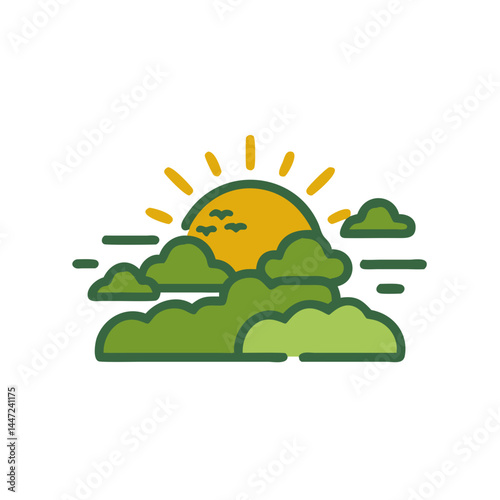 Sunrise over green clouds