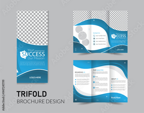 Corporate business trifold brochure template. Modern Creative and Professional tri fold brochure vector design.
