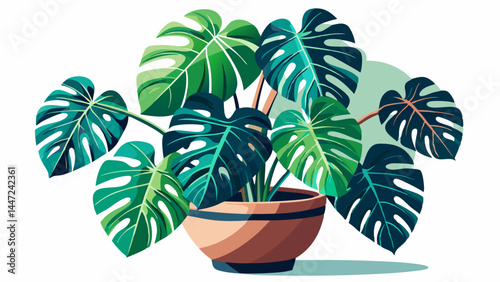 Monstera’s large leaves create a bold focal point in interiors.
The pot's simplicity balances nature’s wild expression.
Isolated on white for a crisp, high-end vector layout.
Perfect for botanical pos