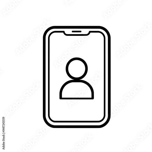 Smartphone avatar icon with profile silhouette inside a phone screen representing mobile user identity and online presence