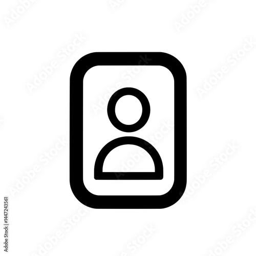 Rounded square contact profile icon with user avatar outline for social media, apps, or user interface design