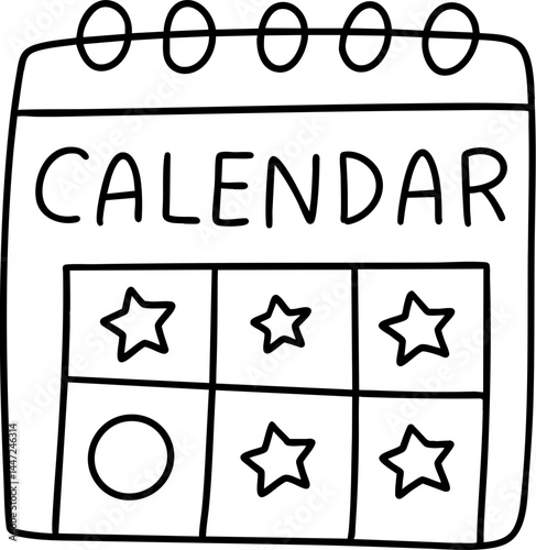 simple calendar design featuring grid layout with stars and circle, perfect for marking special events