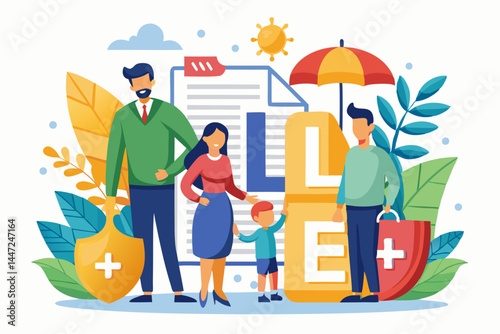 Life insurance concept with paper family