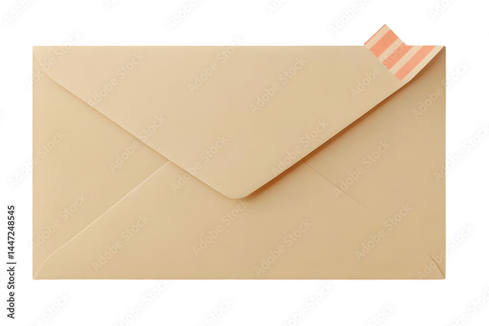 Realistic Beige Envelope with Pink Striped Flap Isolated Illustration Graphic Design Element,Transparent Background Realistic Beige Envelope with Pink Striped Flap Isolated Illustration Graphic Design Element,Transparent Background