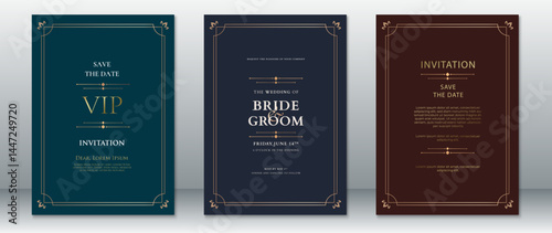 Vintage Elegant Wedding Invitation Card Set