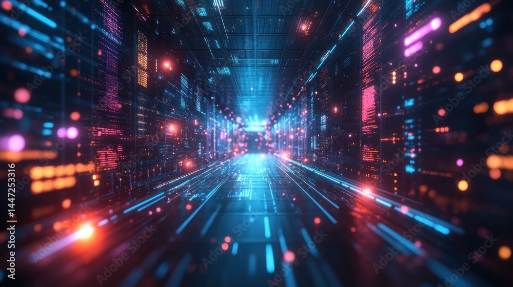 Digital Data Stream: A Futuristic Tunnel of Information Digital Data Stream: A Futuristic Tunnel of Information