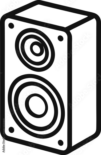 Audio speaker design illustrated in a single line style showing modern sound technology minimalism great for music bass audio equipment and electronic device visuals