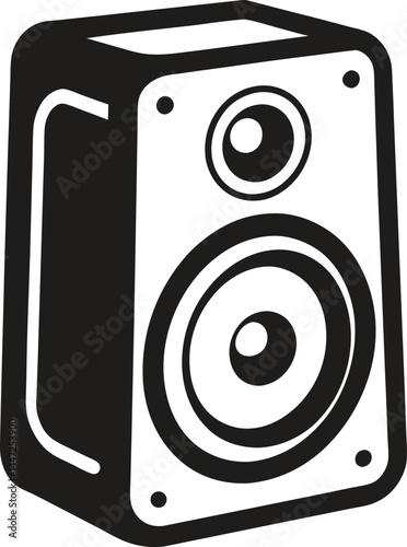 Music speaker depicted in clean continuous line art style modern sound equipment ideal for music technology stereo systems and entertainment tech themed illustrations