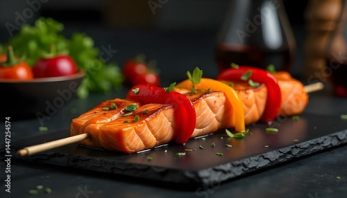 salmon kebab on a plate
