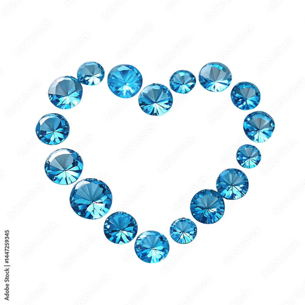 Obraz premium Stunning Blue Diamonds Arranged in a Heart Shape isolated on transparent background