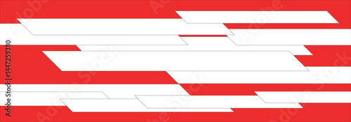 Abstract geometric design with white stripes on red background