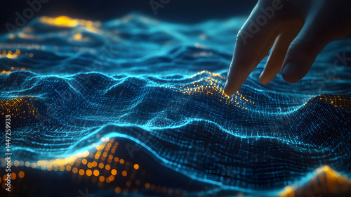 Using digital radar to map terrain, communication technology concept