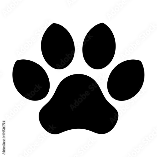 Dog paw print vector illustration for pet lovers and animal rescue organizations black and white silhouette design isolated on transparent background