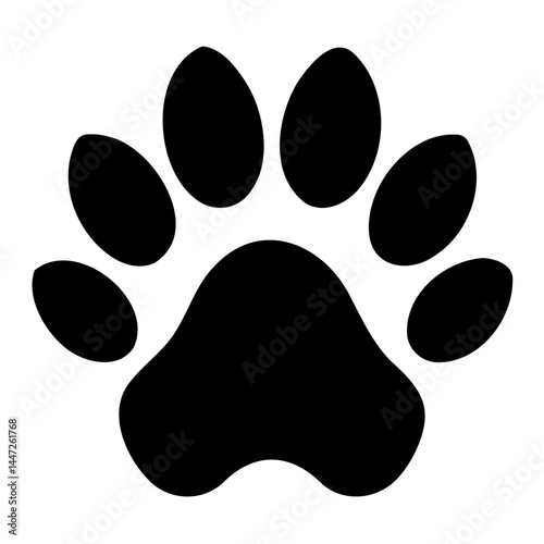 Black animal paw print vector illustration for pet lovers and animal rescue organizations graphic design needs isolated on transparent background