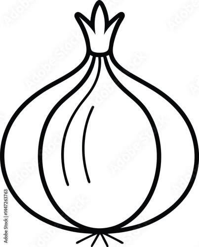Continuous line drawing of onion whole and cut piece for kitchen design themes culinary visuals healthy cooking artwork or minimalist vegetable illustrations for decor