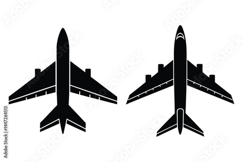 Transport and aviation vector bundle with airplane silhouettes