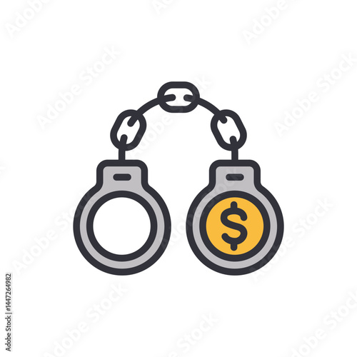 Handcuff colored icons, minimalist vector illustration ,simple transparent graphic element .Isolated on white background