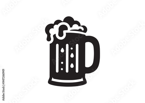 Beer mug silhouette Vector isolated on white background
