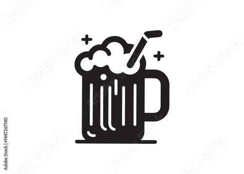 Beer mug silhouette Vector isolated on white background