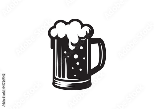 Beer mug silhouette Vector isolated on white background