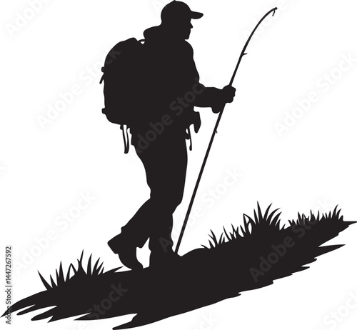 Men and Dogs Fishing – Silhouette 