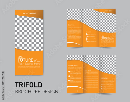 Corporate trifold brochure template. Modern Creative and Professional tri fold brochure vector design.