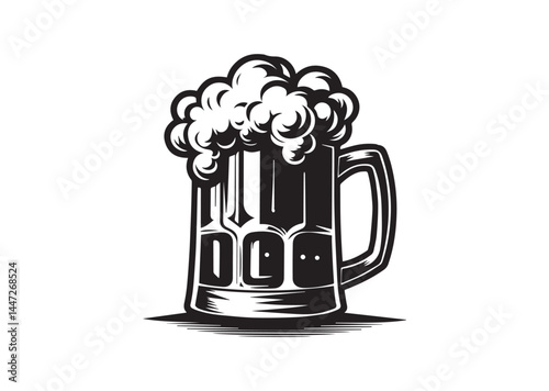 Beer mug silhouette Vector isolated on white background